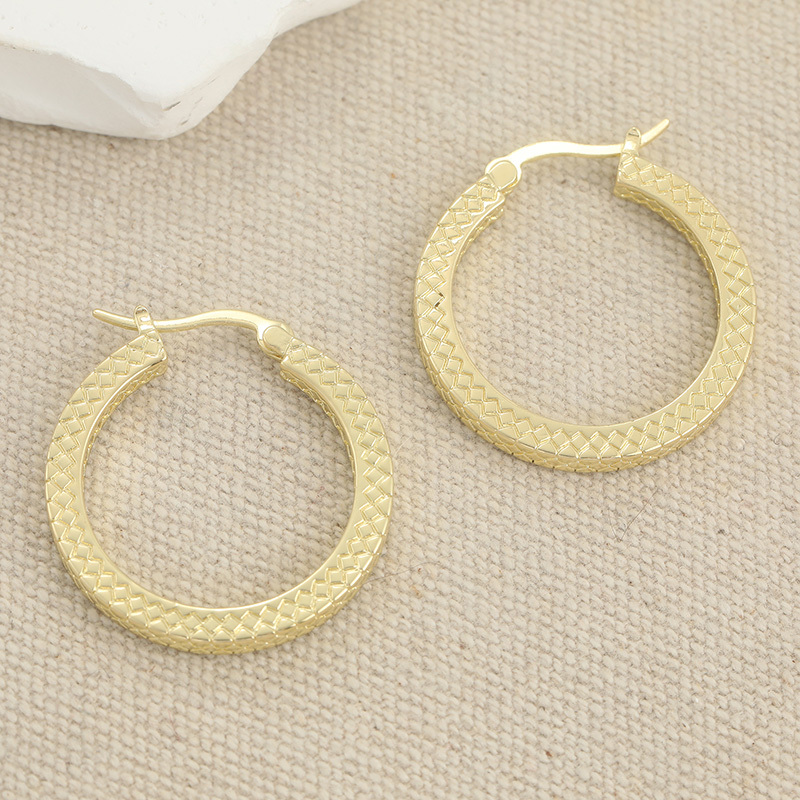Women's Braided Golden Earrings with Braid Motif